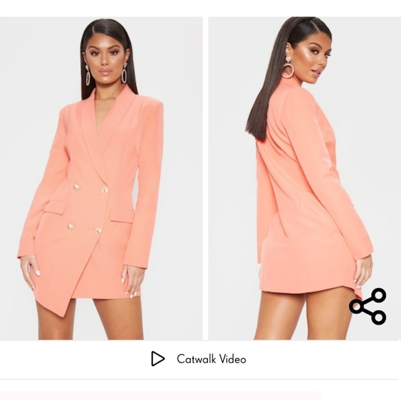PrettyLittleThing Dresses & Skirts - Plt Coral Gold Blazer Dress